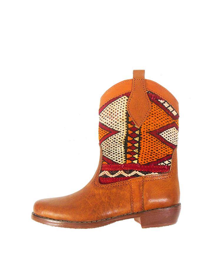 One of a Kind Handcrafted Kilim and Leather Boot, Western Style. - Vintage Kernel