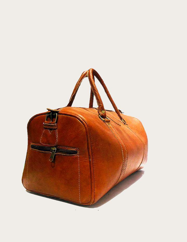Cognac Brown Leather Travel Bag, Weekender Leather Bag - Slow Chic Fashion