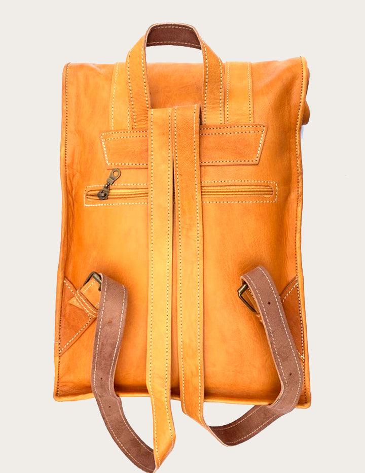 Unique HandMade Leather Rolltop Backpack - Slow Chic Fashion