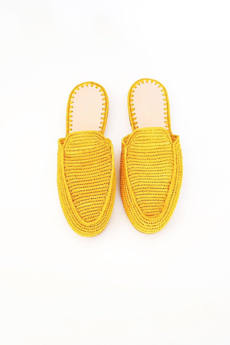 Yellow Handwoven Slip-on Raffia Slide - Slow Chic Fashion