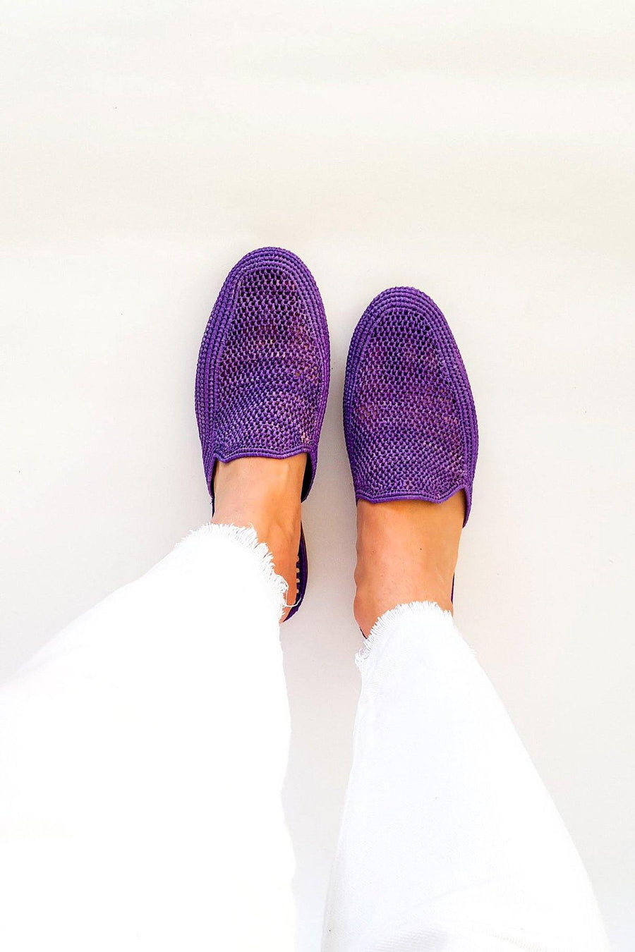 Royal Blue Handwoven Slip-on Raffia Mule - Slow Chic Fashion