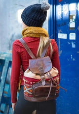 Leather and vintage kilim backpack with kilim