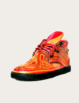Customary genuine leather ankle boot hand-painted