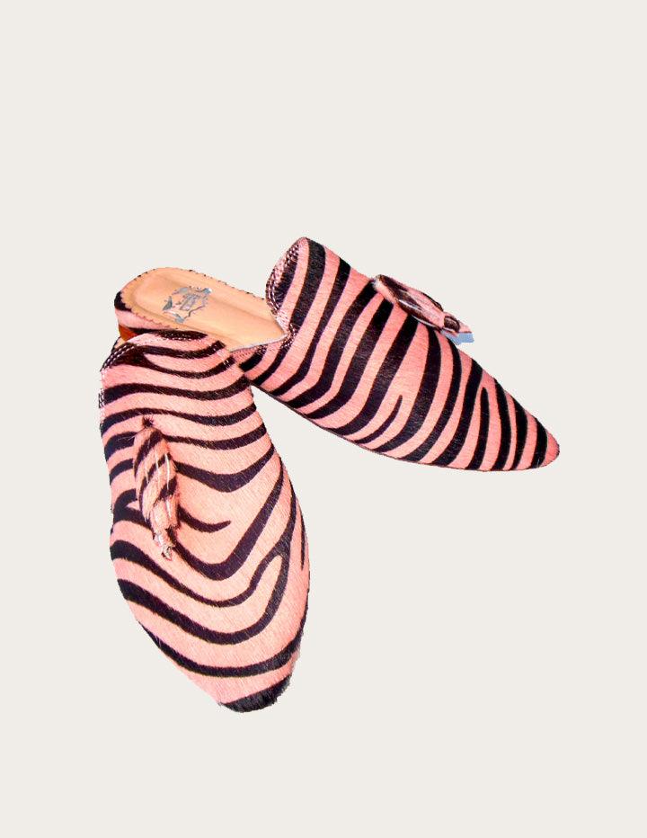 Women's Zebra Designer Suede Mules - Slow Chic Fashion