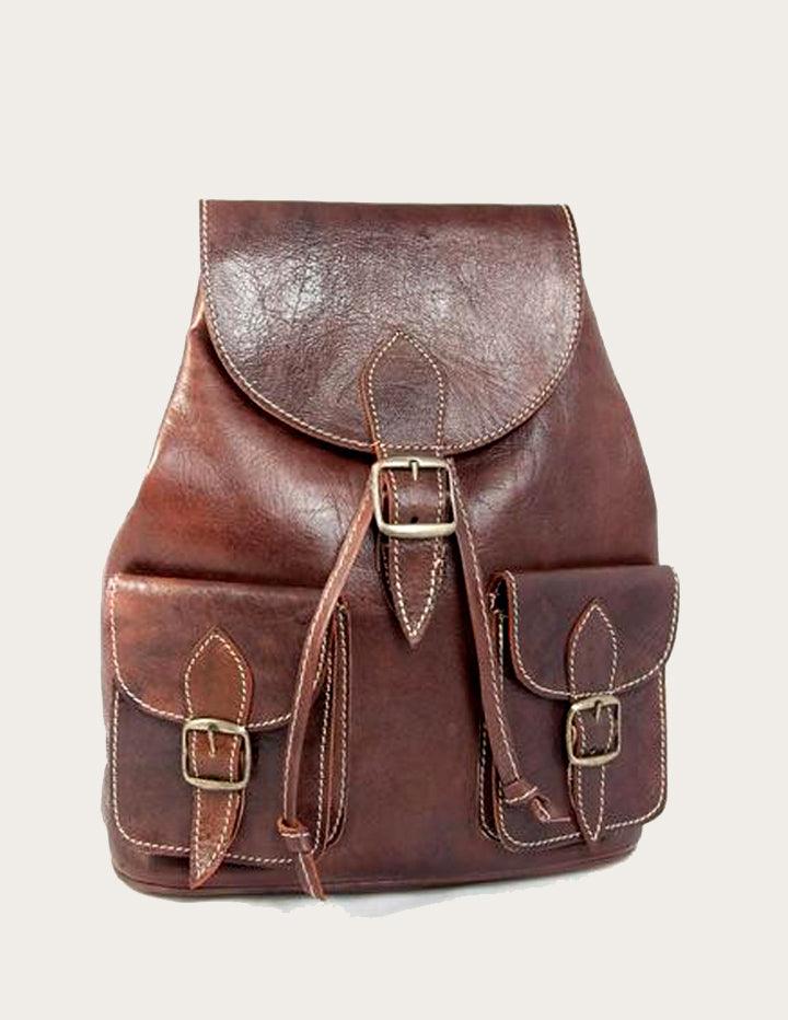 Brown Handcrafted Genuine Leather Rucksack - Slow Chic Fashion