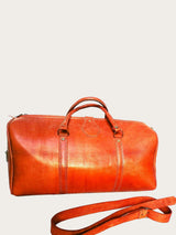 Cognac genuine leather weekender bag