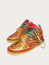 Red genuine leather desert boot hand-painted