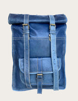 Blue leather backpack
