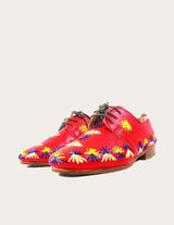 Starness leather and handwoven raffia derby shoe with raffia