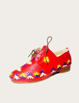 Starness leather and handwoven raffia derby shoe with raffia