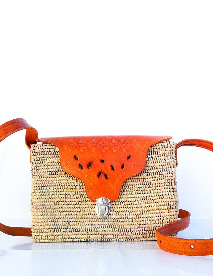 Handwoven Moroccan Raffia Shoulder Bag - Vintage Kernel