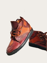 Green leather ankle boot
