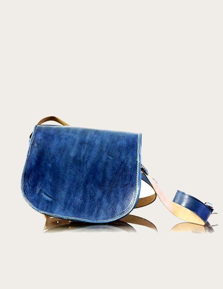 Blue Handcrafted Genuine Leather Handbag - Slow Chic Fashion