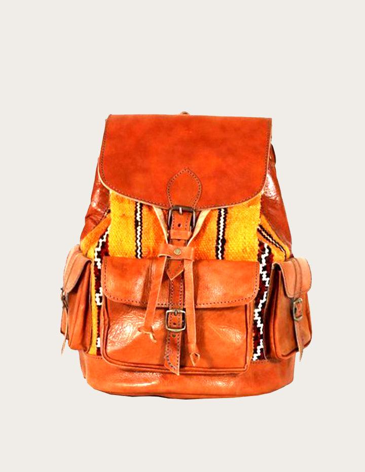 Elegant Kilim Rug and Genuine Leather Backpack - Slow Chic Fashion