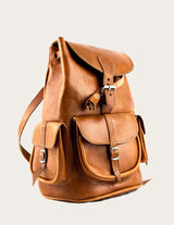 Genuine leather backpack with drawstring