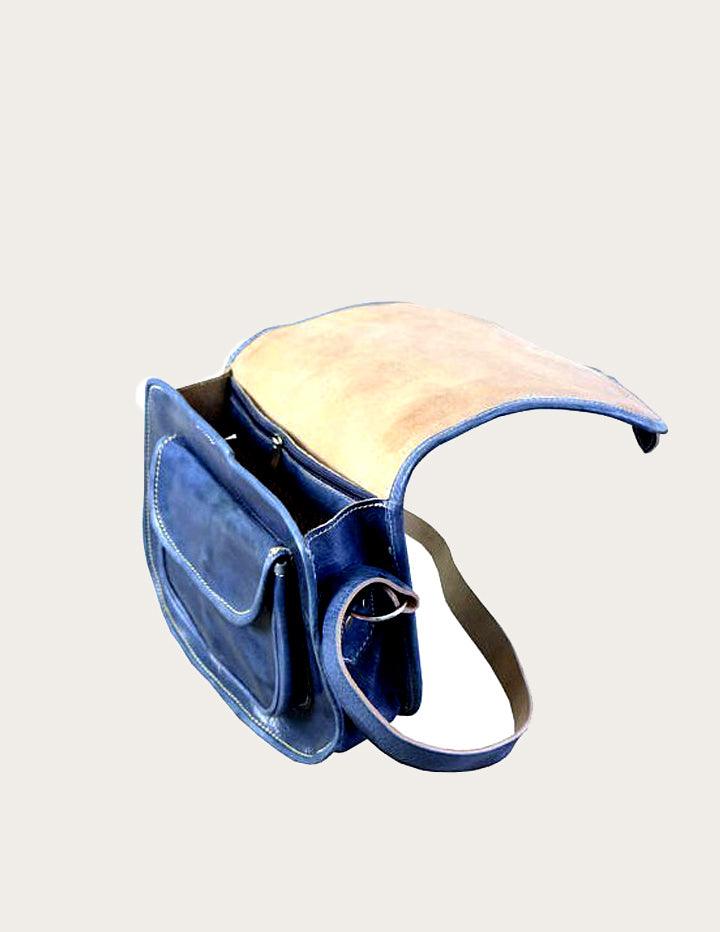 Blue Handcrafted Genuine Leather Handbag - Slow Chic Fashion