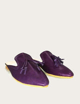 Violet leather mule with tassel