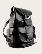 Genuine leather backpack with drawstring