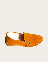 Mustard suede leather moccasin