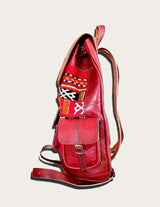 Leather and vintage kilim backpack with kilim