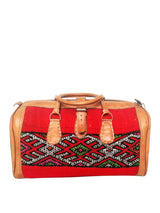 Red and vintage kilim weekender bag with kilim