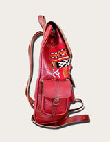 Leather and vintage kilim backpack with kilim