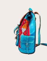 Blue and vintage kilim backpack with kilim