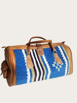 Leather and vintage kilim weekender bag with kilim